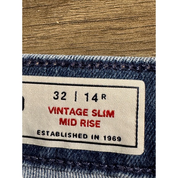 GAP Vintage Slim Mid Rise Jeans Women's Size 14R Medium Wash Frayed Hem‎ - Picture 6 of 10